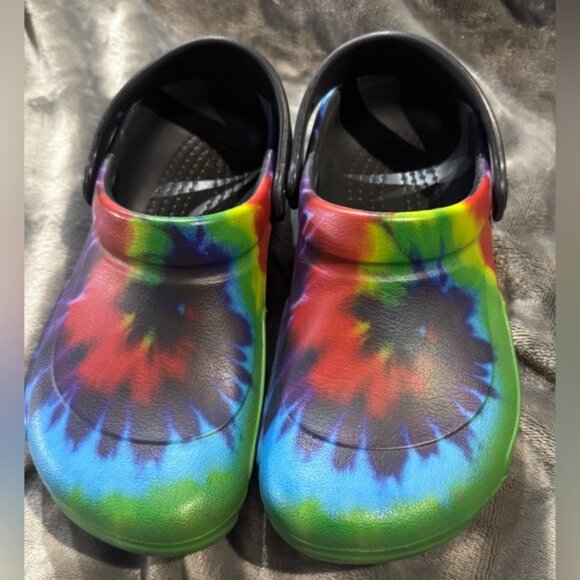 Crocs Bistro Kids Woman Man Unisex Tie Dye Slip On Clogs Sandals Rainbow Woman 6 - Picture 8 of 12
